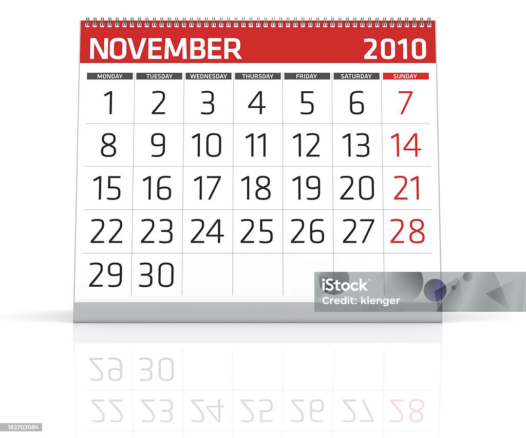 Novembro de 2010-calendário - Royalty-free Calendário Foto de stock