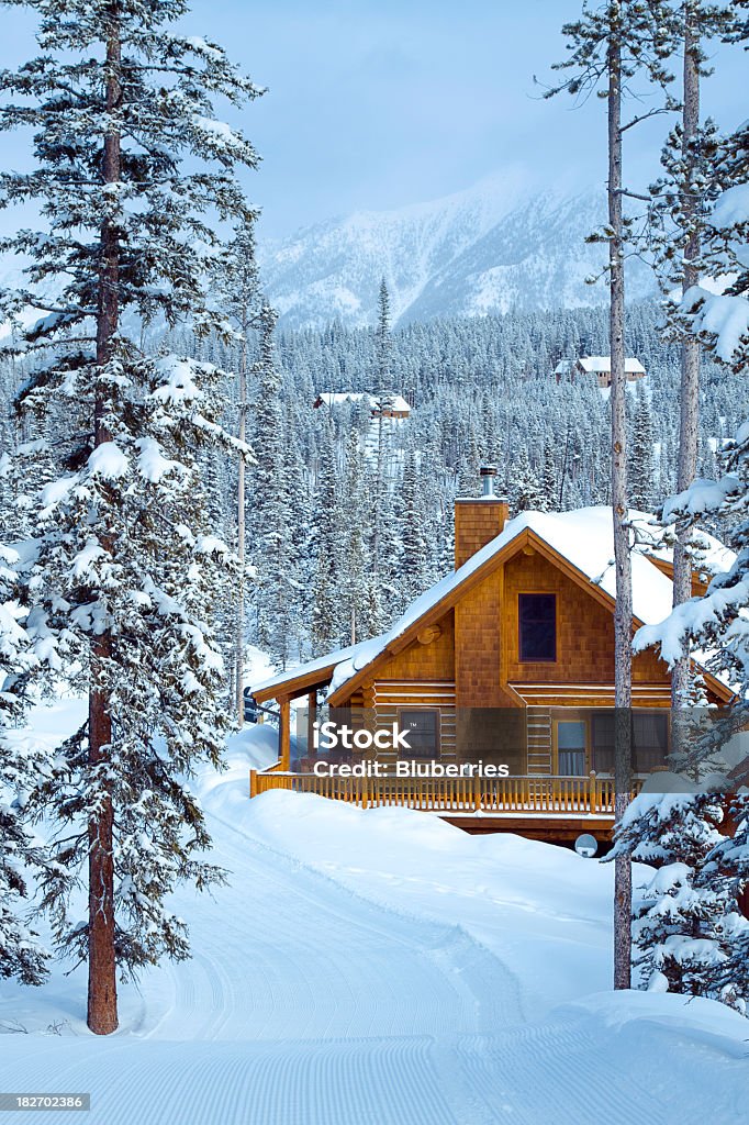 Ski In/ Out Ski in, Ski Out styled housing in the Rocky Mountains. Chalet Stock Photo