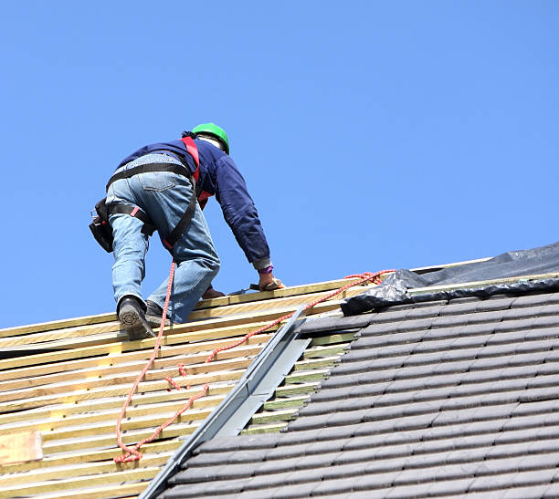 istock roofer on the top of a roof 182702428