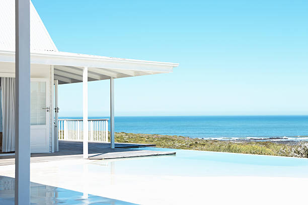 Beautiful seascape from the beach house on a bright sunny day