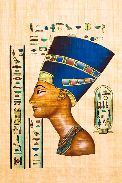 illustrazioni stock, clip art, cartoni animati e icone di tendenza di papiro egiziano antico - cleopatra pharaoh ancient egyptian culture women