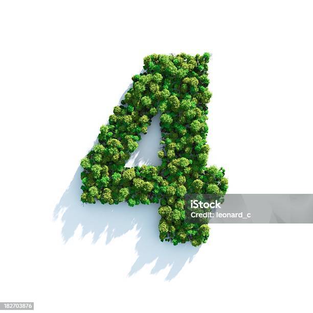 번호4 상단 보기 4에 대한 스톡 사진 및 기타 이미지 - 4, 녹색, 잎