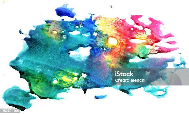 Foto de Aquarela Multicolorida Splash e mais fotos de stock de Abstrato - Abstrato, Amarelo, Arte