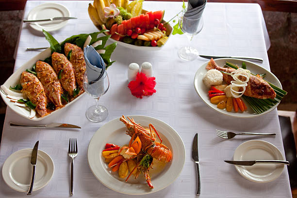 istock grilled seafood and fruits 182705457