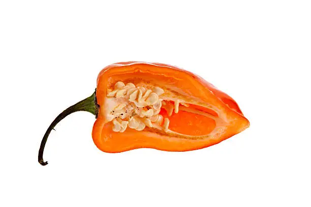 Photo of Sliced Side View Of A Habanero Pepper