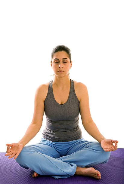 istock Hispanic female in lotus pose 182706213