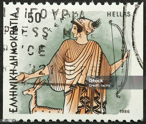 Göttin Diana Auf Eine Griechische Briefmarkenserie Stockfoto und mehr Bilder von Göttin - Göttin, Jagd, Artemis