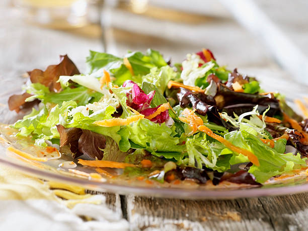 salada de um piquenique no jardim - side salad imagens e fotografias de stock