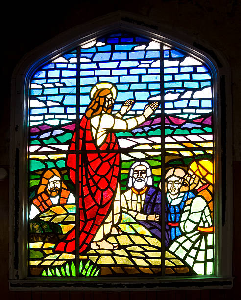 istock Stained Glass Window - Jesus Christ, Sermon on the Mount 182706987