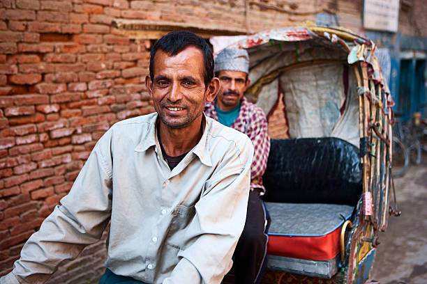 人力車 - rickshaw nepal men indian culture ストックフォトと画像