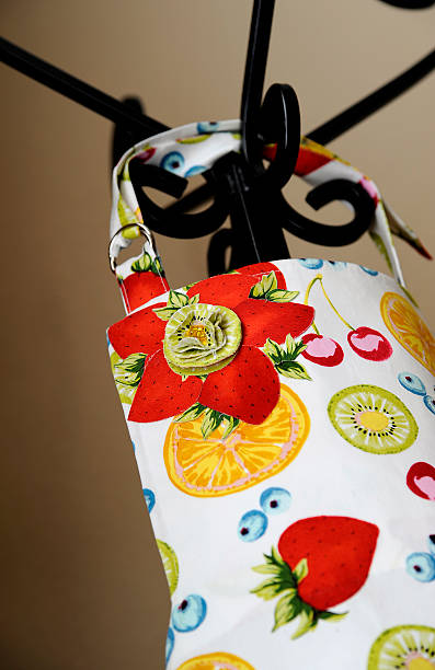 fruit patterned apron embellishment stock photo