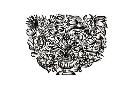 Engraving of flowers in vase.Illustration from  an old german bible published by Johann Philipp Andrea in 1704See more ART AND CRAFT images here: