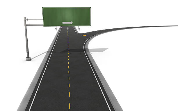 istock Graphic of a green sign showing the exit on a highway 182708842