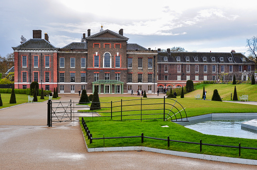 London, UK - April 2018: Kensington palace and gardens