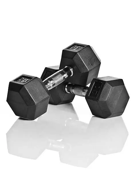 Dumbells isolated on white with reflection.