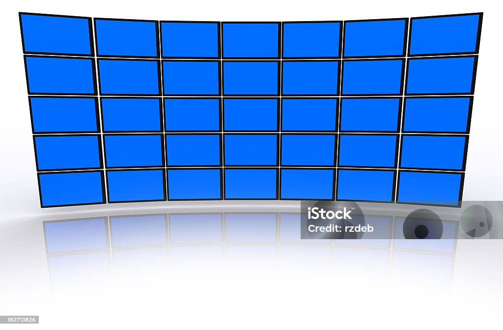 Monitor parete blu - Foto stock royalty-free di Largo - Descrizione generale