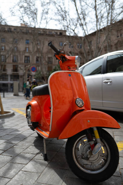 istock Red Vintage Scooter parked in Mallorca 1827141416