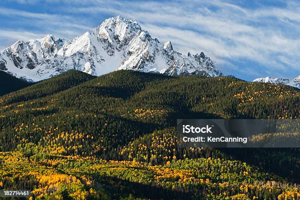 Snow Covered Mountain And Autumn Foliage Stock Photo - Download Image Now - Aspen Tree, Autumn, Beauty In Nature