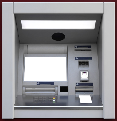 ATM, Automated Teller Machine close-up with clipping paths