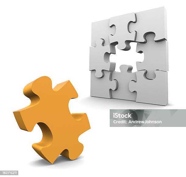 Jigsaw Puzzle - Fotografie stock e altre immagini di Arancione - Arancione, Astratto, Attaccato