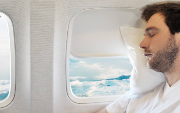 istock Young man relaxing on aircraft 182715282
