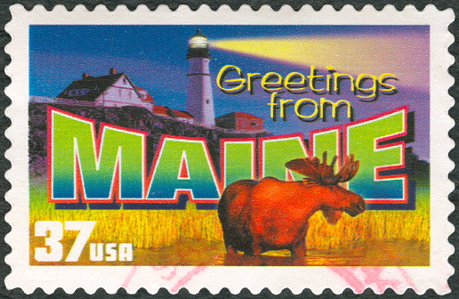 Postage Stamp - Greetings from Maine