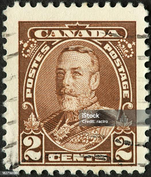 King George V On An Old Canadian Stamp Stock Photo - Download Image Now - Postage Stamp, Canada, Old-fashioned