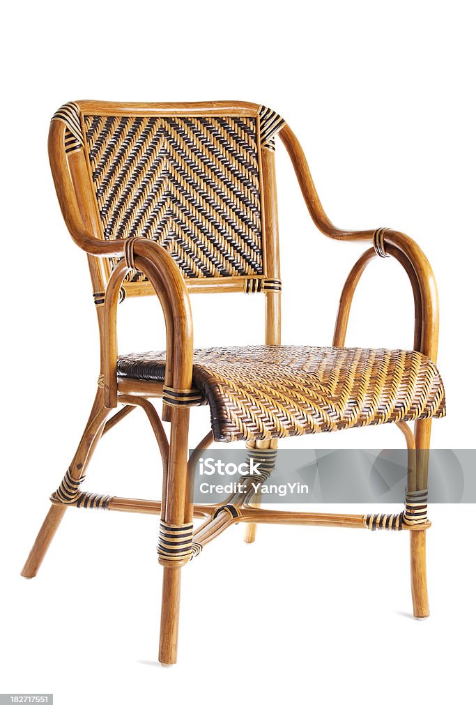 Cadeira de Vime rotim listrado vista isolado em fundo branco - Royalty-free Assento Foto de stock