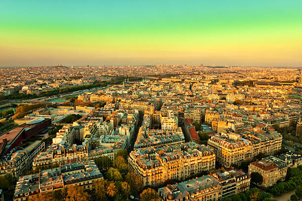 paris, frankreich - paris france roof apartment aerial view stock-fotos und bilder