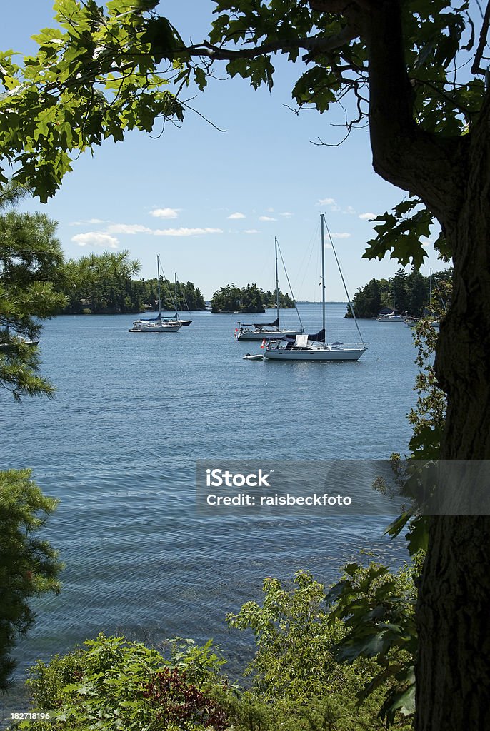 Barcos à vela no Rio St Lawrence em Ontário, Canadá - Royalty-free Azul Foto de stock