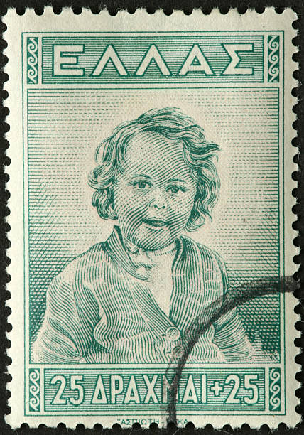 istock young girl on an old Greek postage stamp 182718204
