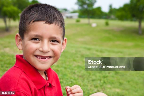 Rapaz Jovem Sorridente Em Um Campo Aberto Com Espaço Para Texto - Fotografias de stock e mais imagens de Criança