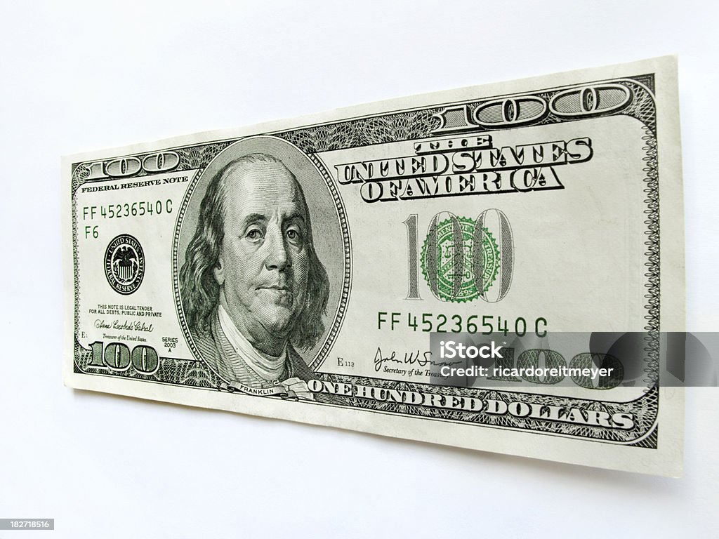 United States Hundert-Dollar-Schein mit Ben Franklin Porträt - Lizenzfrei Dehnen Stock-Foto