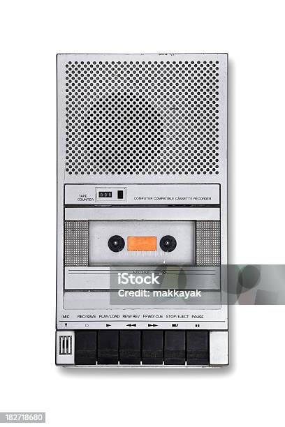 Retro Style Silver Tape Recorder Player With Black Buttons Stock Photo - Download Image Now