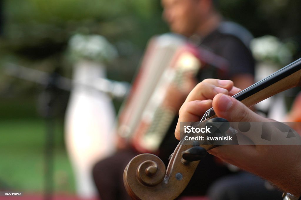 Músico rendimiento en una fiesta en el jardín - Foto de stock de Acordeón - Instrumento libre de derechos