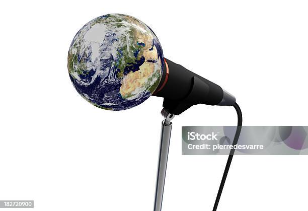 Концепция Решения Мирового Микрофон Аудиторииместом Для Копии — стоковые фотографии и другие картинки Глобус