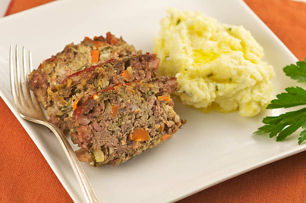 istock Slices of Homemade Meatloaf with Mashed Potatoes 182721530