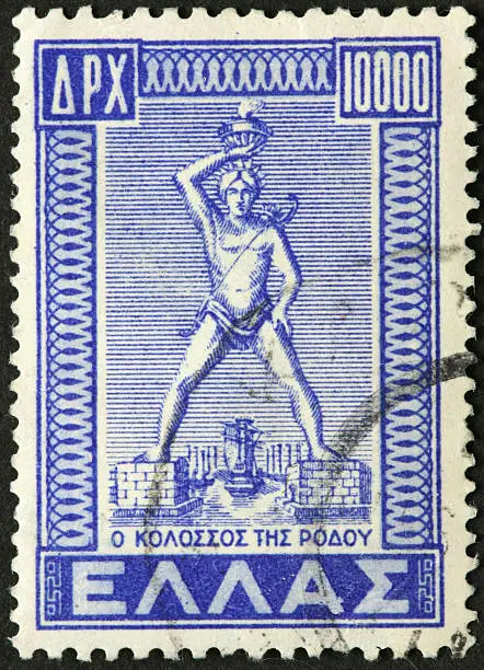 "Colossus of Rhodes, Greek god Helios."
