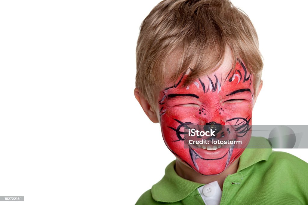 Felice ragazzino con viso dipinto - Foto stock royalty-free di Allegro