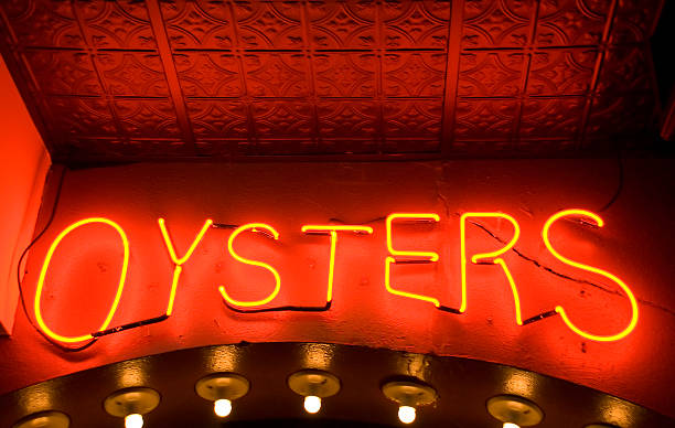 Neon Oysters stock photo