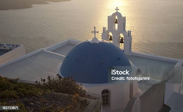 Santorini Church Stock Photo - Download Image Now - Aegean Islands, Aegean Sea, Back Lit