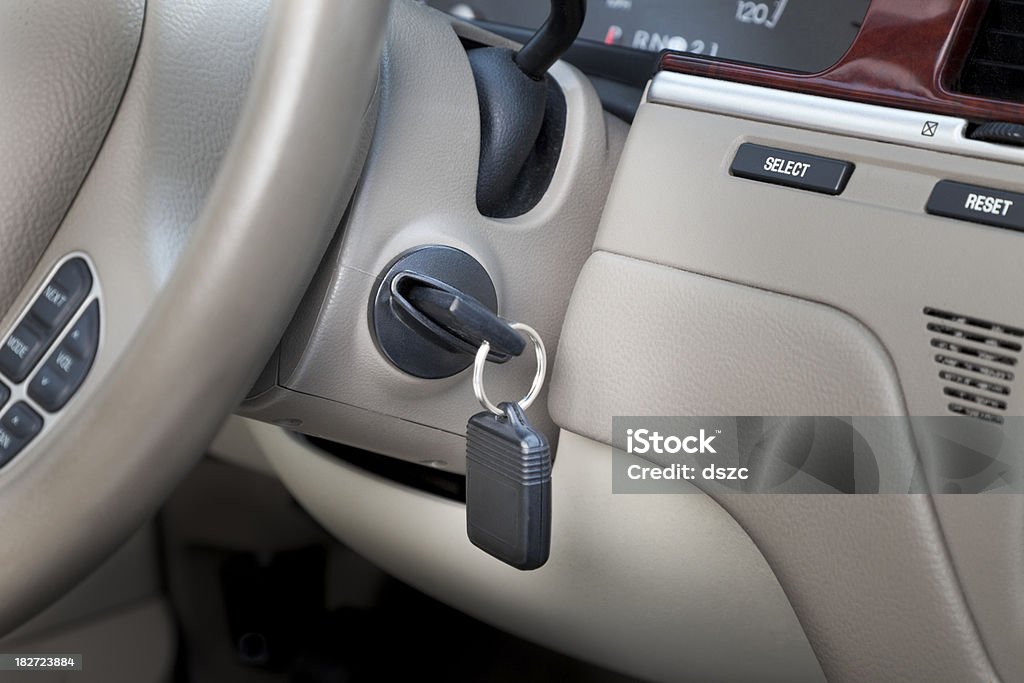 car with key in ignition lock, ready to start "car with key in ignition lock, ready to start" Car Stock Photo