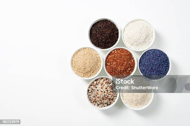 7 Shades Of Rice Stock Photo - Download Image Now - Aerial View, Circle, Blue