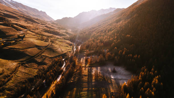 valley autumn foliage aerial view