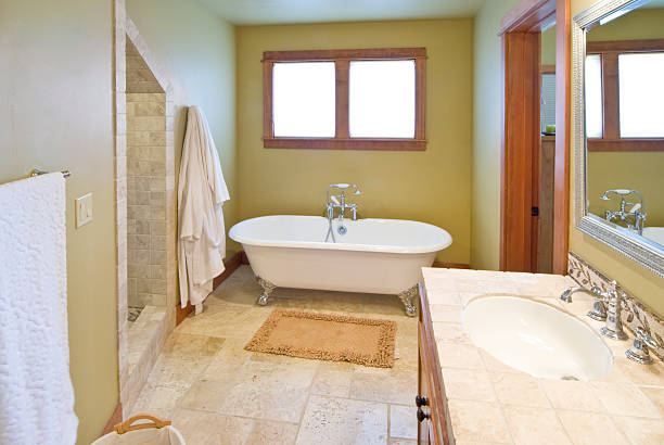istock Modern bathroom claw foot bathtub 182724903