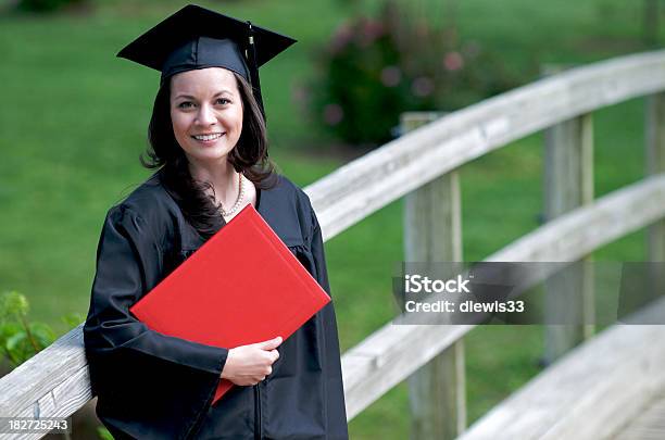College Graduation Young Woman In Cap And Gown Stock Photo - Download Image  Now - Adult, Adults Only, Black Hair - iStock