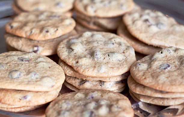 istock Tempting Chocolate Chip Cookies on a Silver Tray 182725280