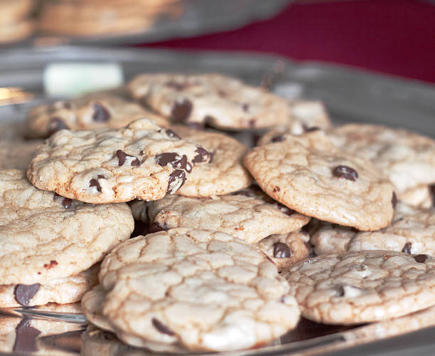 istock Tempting Chocolate Chip Cookies on a Silver Tray 182725285