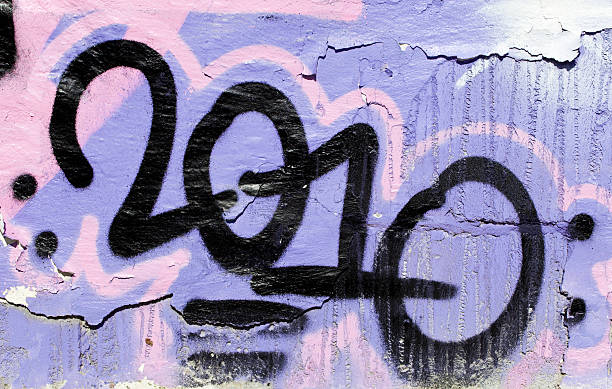 istock Year 2010 spray painted on grunge wall. Graffiti. 182725290