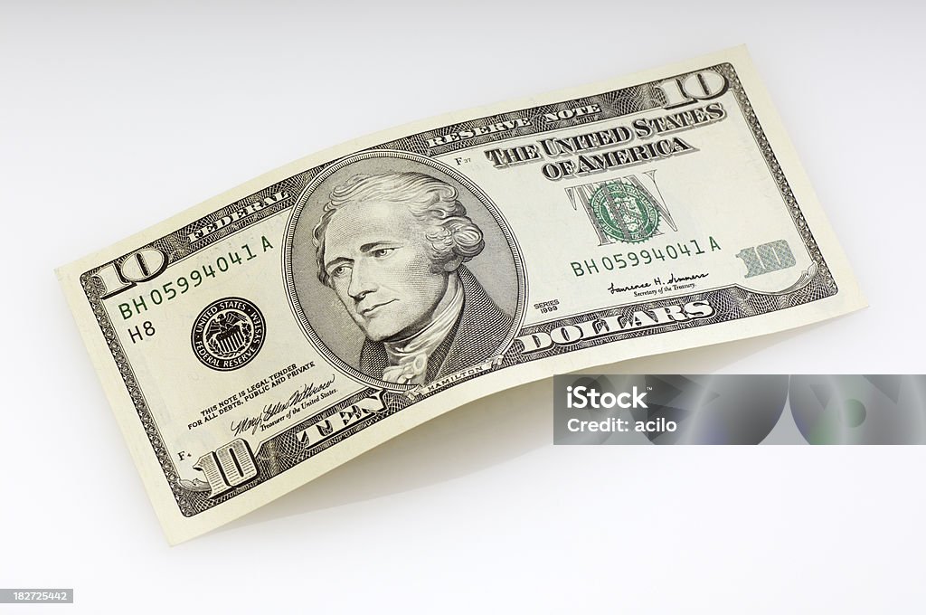 Bent Billet de 10 dollars canadiens - Photo de Billet de 10 dollars américains libre de droits